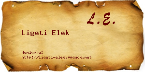 Ligeti Elek névjegykártya